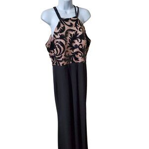Black and nude Halter formal dress Sz 14